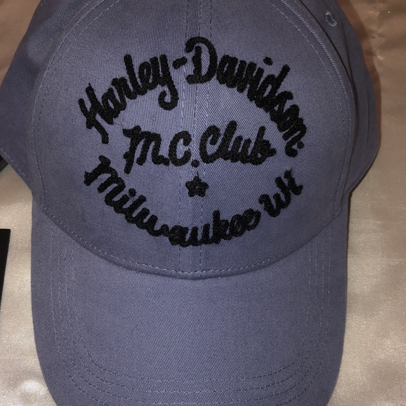 Harley Davidson Women’s Woven Club Crew Adjustable Baseball Cap Blue OS NWT - Picture 6 of 16